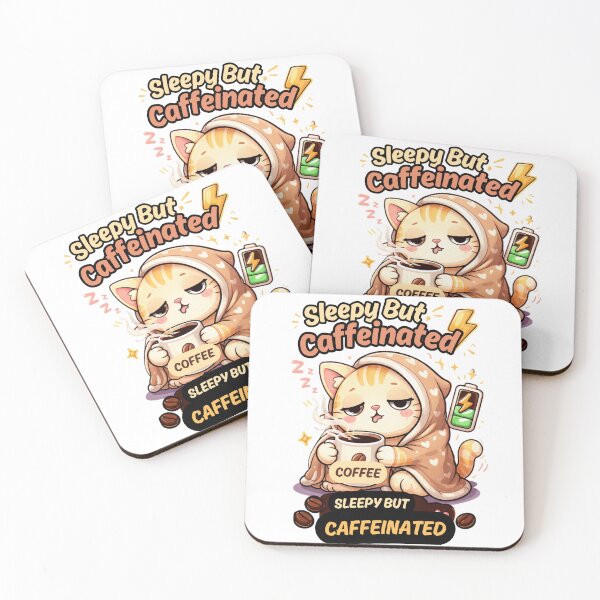 Item preview, Fully Caffeinated ☕⚡ | Coffee Energy Mode designed and sold by Kawaii Cosmos Cats.