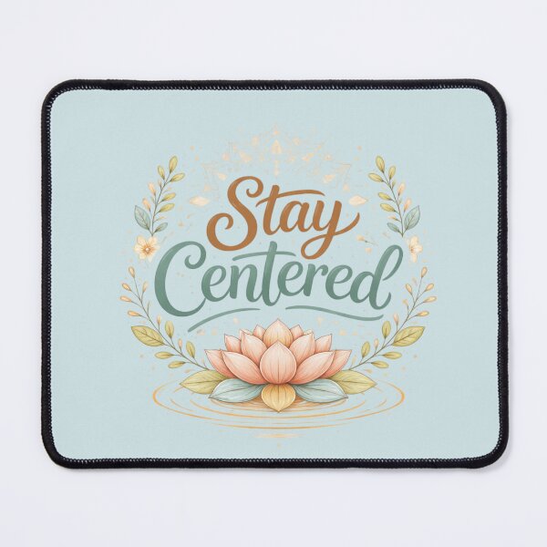 Item preview, Stay Centered Lotus Mandala Design – Mindfulness Yoga Aesthetic Quote Art, Calm Spiritual Meditation Typography designed and sold by Sanika arts .