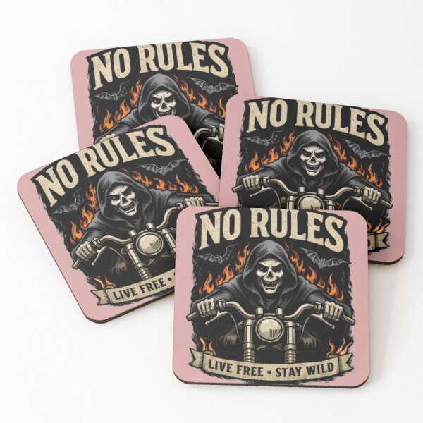 Item preview, No Rules Live Free Stay Wild Biker Skull Reaper designed and sold by PrintRavista.