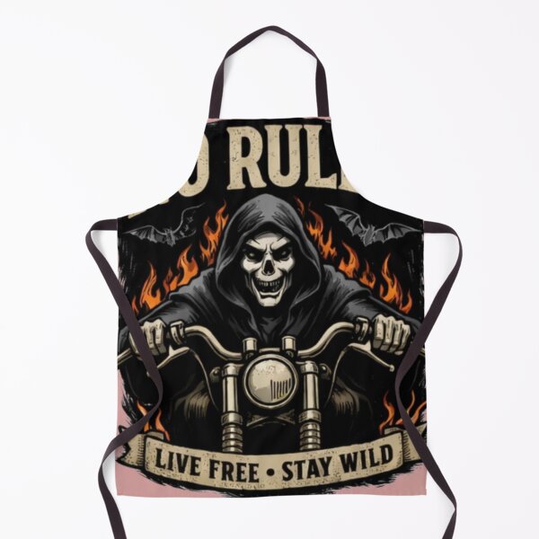 Item preview, No Rules Live Free Stay Wild Biker Skull Reaper designed and sold by PrintRavista.