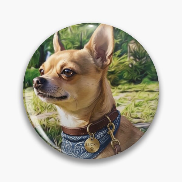 Artikelvorschau, Ein schicker, hellbrauner Chihuahua mit blauem Halstuch und Leine. entworfen und verkauft von ZoroDesign.