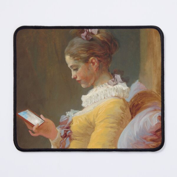 Item preview, Young girl reading on cell phone adapted vintage artwork for a new age designed and sold by Fun Art by J & G.