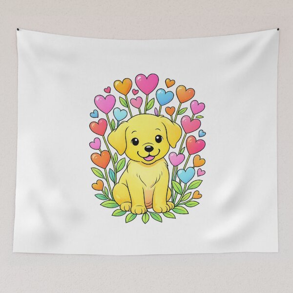 Item preview, Dog and Flowers Cute Floral Pet Art designed and sold by SoftSproutstu.