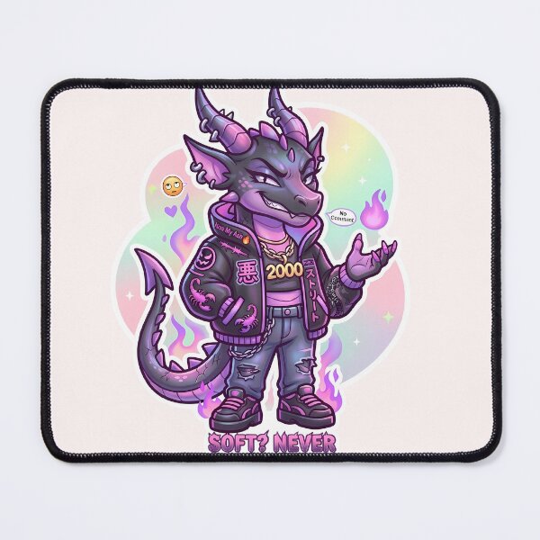 Item preview, Y2K Dragon Energy – Chinese Zodiac 2000 Streetwear Aesthetic “Soft? Never” designed and sold by UNFILTERED MOODS.