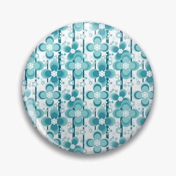 Item preview, turquoise and white bright floral pattern designed and sold by fuzzyfox.