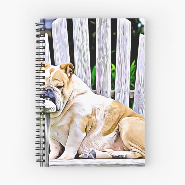 Item preview, An English Bulldog taking a relaxing nap on a wooden chair. designed and sold by ZoroDesign.
