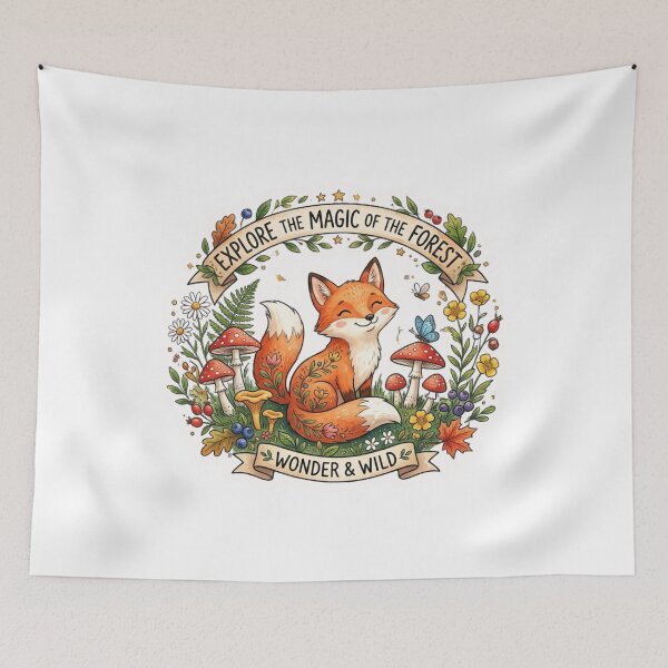 Item preview, Enchanted Fox and Botanical Wonderland Sticker designed and sold by KrisGraphic45.