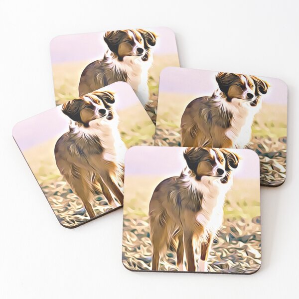 Item preview, An alert Australian Shepherd in a sunlit field. designed and sold by ZoroDesign.
