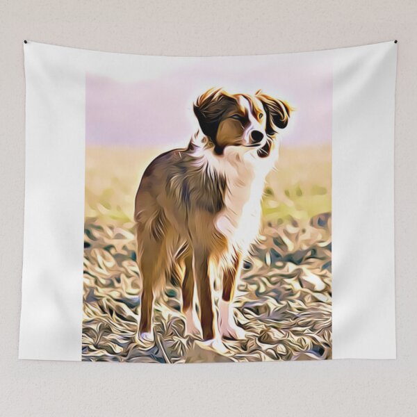Item preview, An alert Australian Shepherd in a sunlit field. designed and sold by ZoroDesign.