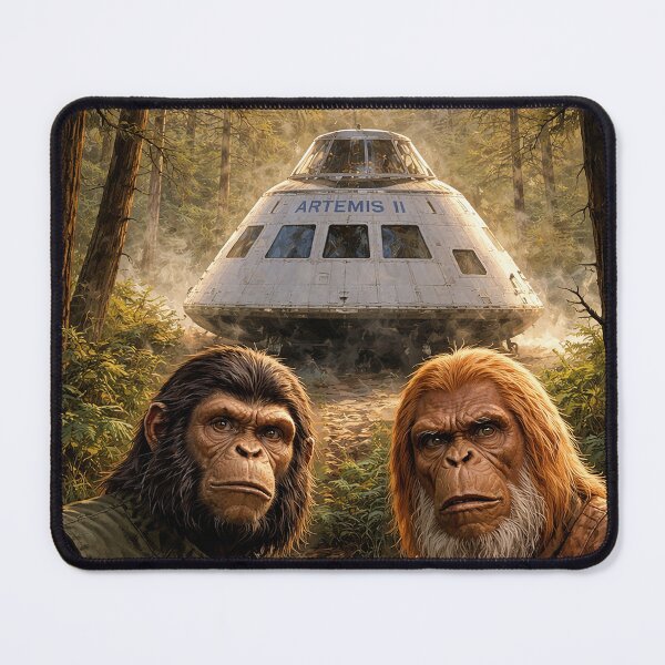 Item preview, Planet of the Apes Artemis II – Sci-Fi Forest Encounter Retro Space Parody Art designed and sold by DiamondSkyShirt.