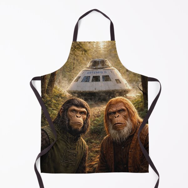 Item preview, Planet of the Apes Artemis II – Sci-Fi Forest Encounter Retro Space Parody Art designed and sold by DiamondSkyShirt.