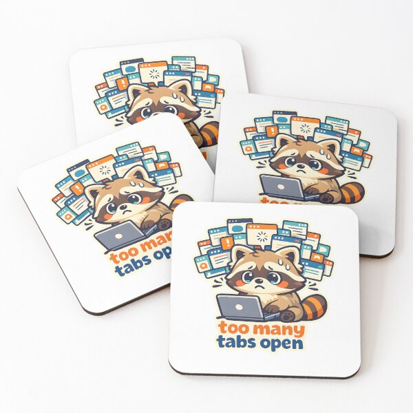 Item preview, Too Many Tabs Open – Funny Overwhelmed Raccoon ADHD Aesthetic Sticker designed and sold by Naviora.