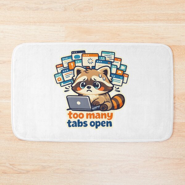 Item preview, Too Many Tabs Open – Funny Overwhelmed Raccoon ADHD Aesthetic Sticker designed and sold by Naviora.