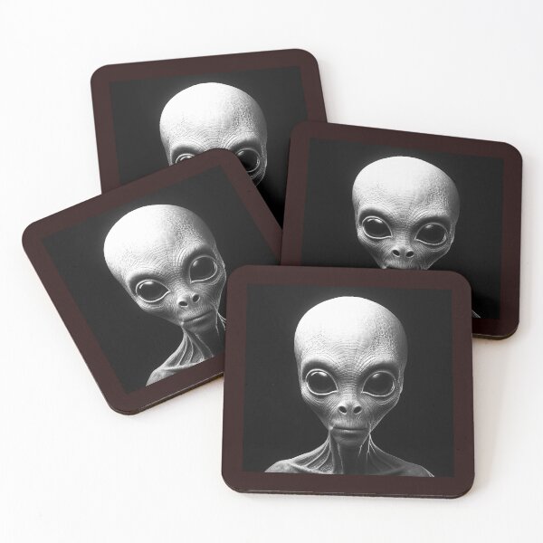 Item preview, Black and White Alien Portrait | Sci-Fi Extraterrestrial Character Art designed and sold by inkoutninja.