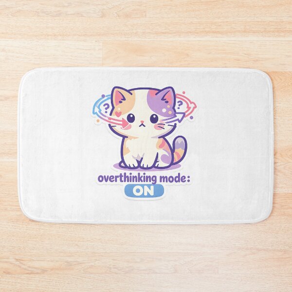 Item preview, Overthinking Mode ON – Cute Kawaii Calico Cat Anxiety Sticker designed and sold by Naviora.