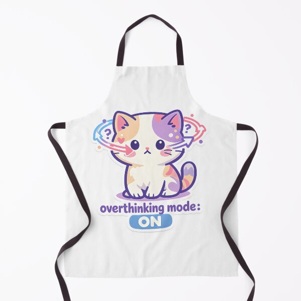 Item preview, Overthinking Mode ON – Cute Kawaii Calico Cat Anxiety Sticker designed and sold by Naviora.