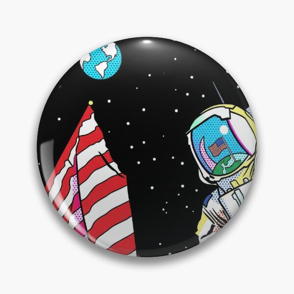 Item preview, Astronaut with Flag and Earth Pop Art Cosmic Illustration designed and sold by Terry Bain.