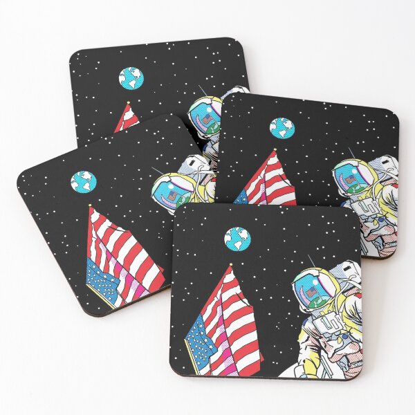 Item preview, Astronaut with Flag and Earth Pop Art Cosmic Illustration designed and sold by Terry Bain.
