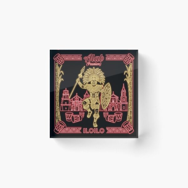 Item preview, Iloilo Heart Heritage Neon Art — Alab Passion Dinagyang Warrior Hala Bira Acrylic Block — Philippines OFW Gift designed and sold by LSE Prints.