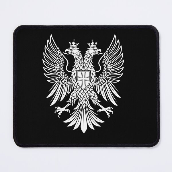 Item preview, Double Headed Eagle Twin Crown Cross Shield Heraldic Medieval Clean Line designed and sold by graphixpolash.