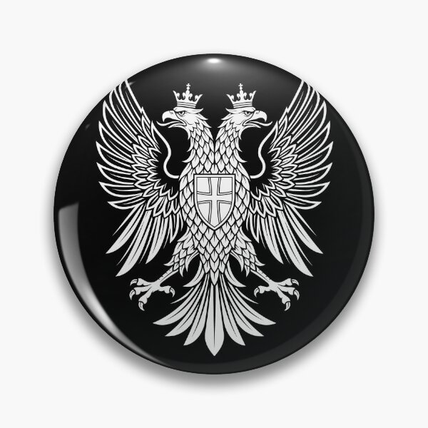Item preview, Double Headed Eagle Twin Crown Cross Shield Heraldic Medieval Clean Line designed and sold by graphixpolash.