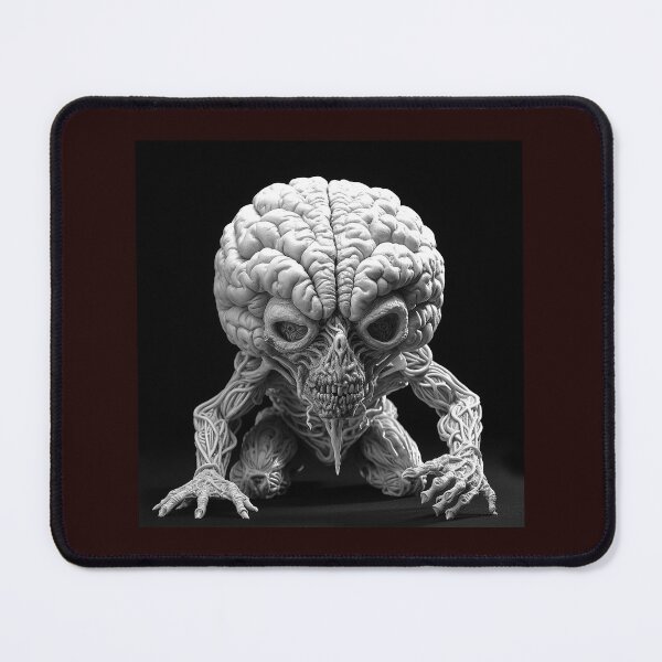 Item preview, Monochrome Brain Creature Horror Art | Surreal Sci-Fi Monster Illustration designed and sold by inkoutninja.