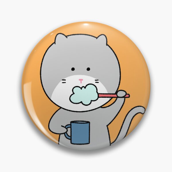 Item preview, Cute Grey Cat Brushing Teeth with Bubble and Mug designed and sold by ubborn.