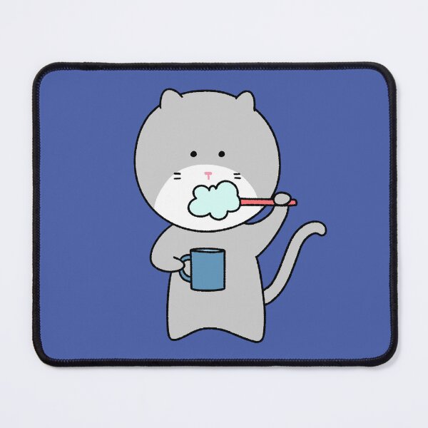 Item preview, Cute Grey Cat Brushing Teeth with Bubble and Mug designed and sold by ubborn.