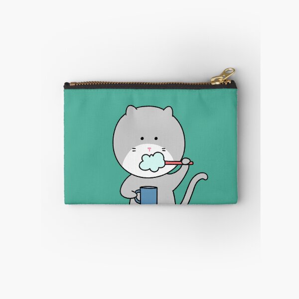 Item preview, Cute Grey Cat Brushing Teeth with Bubble and Mug designed and sold by ubborn.