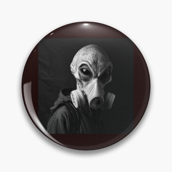 Item preview, Monochrome Alien in Gas Mask | Dark Sci-Fi Character Portrait designed and sold by inkoutninja.
