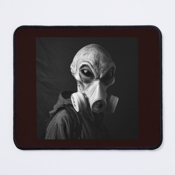 Item preview, Monochrome Alien in Gas Mask | Dark Sci-Fi Character Portrait designed and sold by inkoutninja.