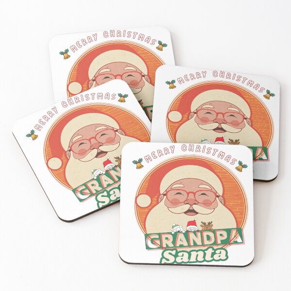 Item preview, Grandpa Santa Retro Merry Christmas Portrait With Cute Reindeer And Elf Characters designed and sold by KanDa-Shop.