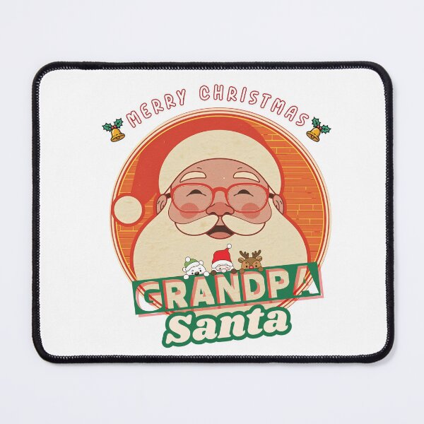 Item preview, Grandpa Santa Retro Merry Christmas Portrait With Cute Reindeer And Elf Characters designed and sold by KanDa-Shop.