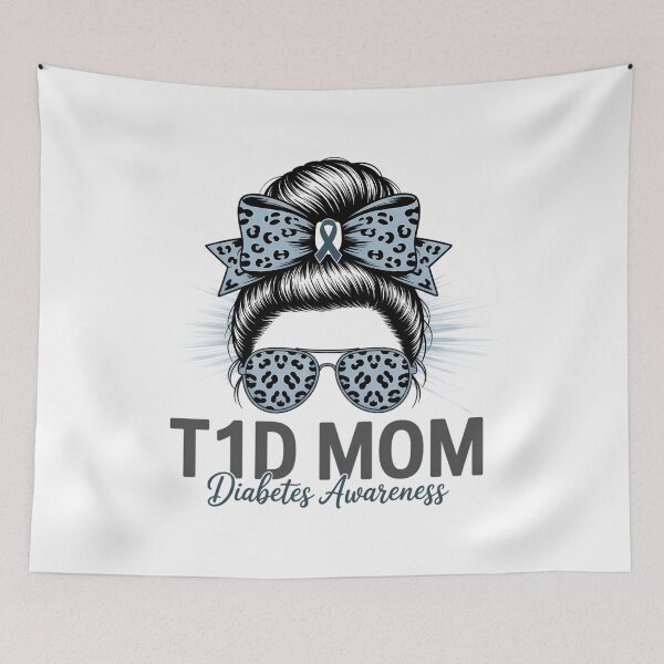 Item preview, T1D Mom Diabetes Awareness Type 1 Diabetes Blue Ribbon  designed and sold by EllenJast.