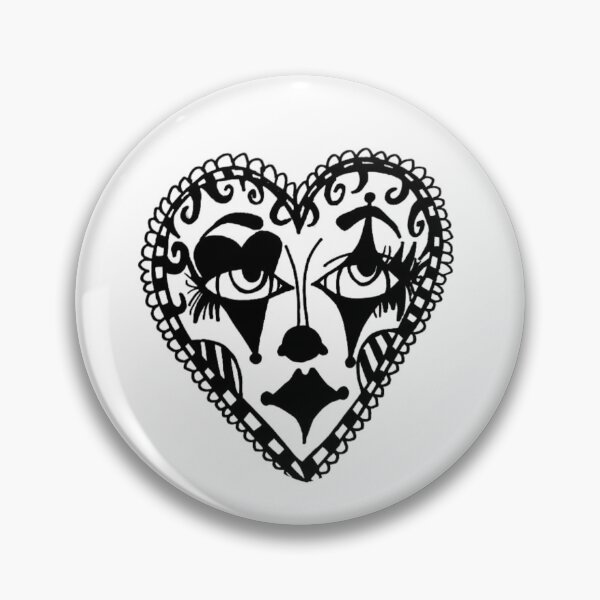 Item preview, Gothic Greyscale Tattoo Flash Circus Clown Heart Face designed and sold by KayTurtless.