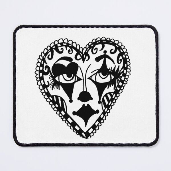 Item preview, Gothic Greyscale Tattoo Flash Circus Clown Heart Face designed and sold by KayTurtless.