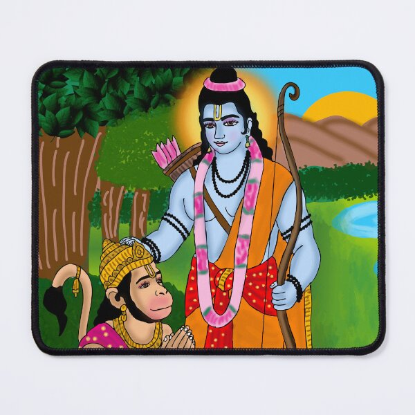 Item preview, Rama and Hanuman Devotional Artwork – Hindu Spiritual Bond Illustration designed and sold by Harshit_Digital_Arts.