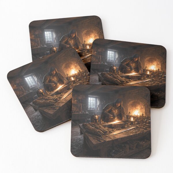 Item preview, Medieval Blacksmith Forge Fantasy Art Scene designed and sold by KnitOfShadoF.