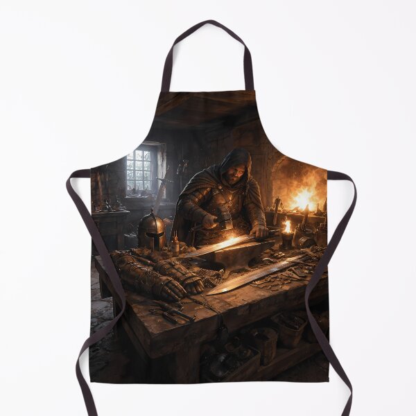 Item preview, Medieval Blacksmith Forge Fantasy Art Scene designed and sold by KnitOfShadoF.