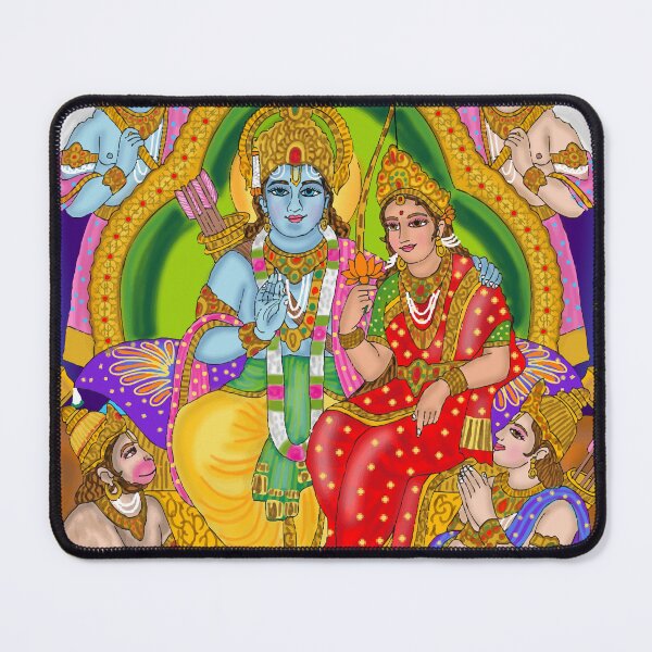 Item preview, Ram Darbar Divine Artwork – Lord Rama Sita Hanuman Spiritual Illustration designed and sold by Harshit_Digital_Arts.