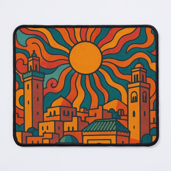 Item preview, Trippy Psychedelic Poster of Fes | Vibrant Moroccan Cityscape | Surreal Ancient Medina Travel Art designed and sold by PaintedPixels01.