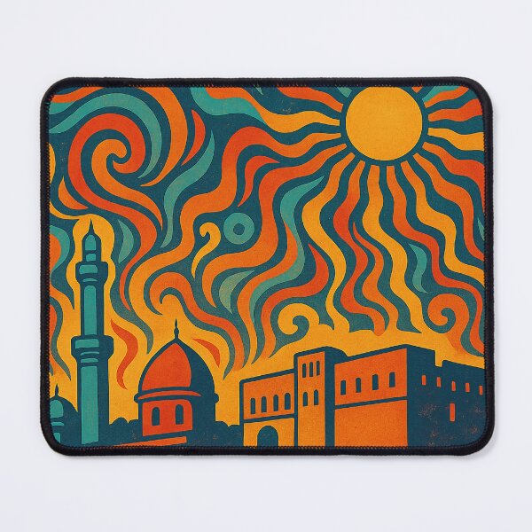 Item preview, Trippy Psychedelic Poster of Erbil | Vibrant Kurdish Cityscape | Surreal Ancient Citadel Travel Art designed and sold by PaintedPixels01.