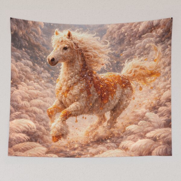 Item preview, Golden Fantasy Horse Dreamy Aesthetic Art designed and sold by KnitOfShadoF.