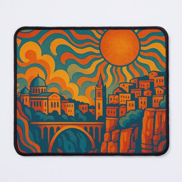 Item preview, Trippy Psychedelic Poster of Constantine | Vibrant Algerian Cityscape | Surreal Bridge City Travel Art designed and sold by PaintedPixels01.