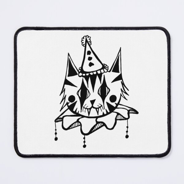 Item preview, Carnival Circus Clown Kitty Cat Greyscale Tattoo Style designed and sold by KayTurtless.