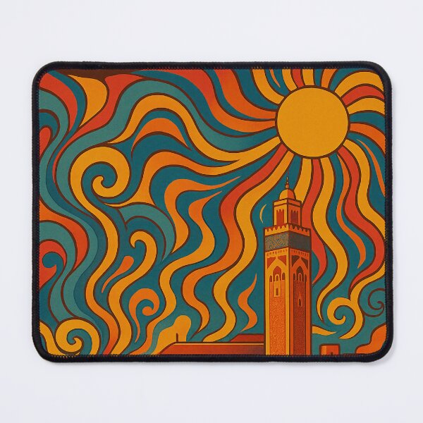 Item preview, Trippy Psychedelic Poster of Casablanca | Vibrant Moroccan Cityscape | Surreal Coastal Modern Travel Art designed and sold by PaintedPixels01.