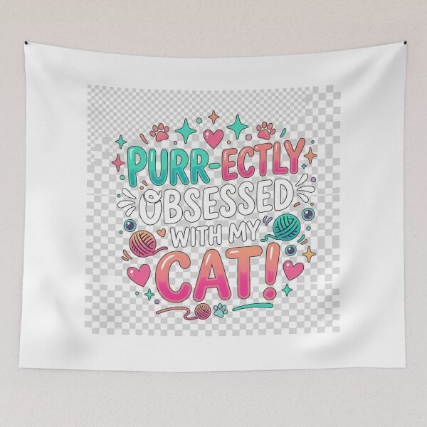 Item preview, Purr-ectly Obsessed With My Cat | Cute Aesthetic Colorful Typography designed and sold by Israelfjds.