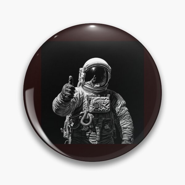 Artikelvorschau, Monochromer Astronaut mit erhobenem Daumen | Schwarz-Weiß-Illustration eines Weltraumforschers entworfen und verkauft von inkoutninja.