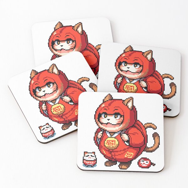 Item preview, Daruma Cat - Pixel Art Mascot designed and sold by HanaToKatana Creative.