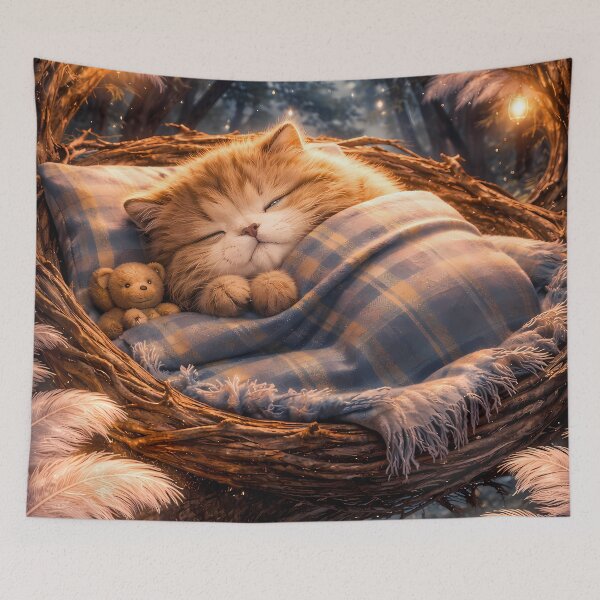 Item preview, Golden Cat Fantasy Cozy Lantern Forest Art designed and sold by KnitOfShadoF.